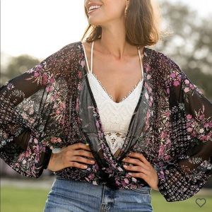 Willow & Root Floral Surplice Top